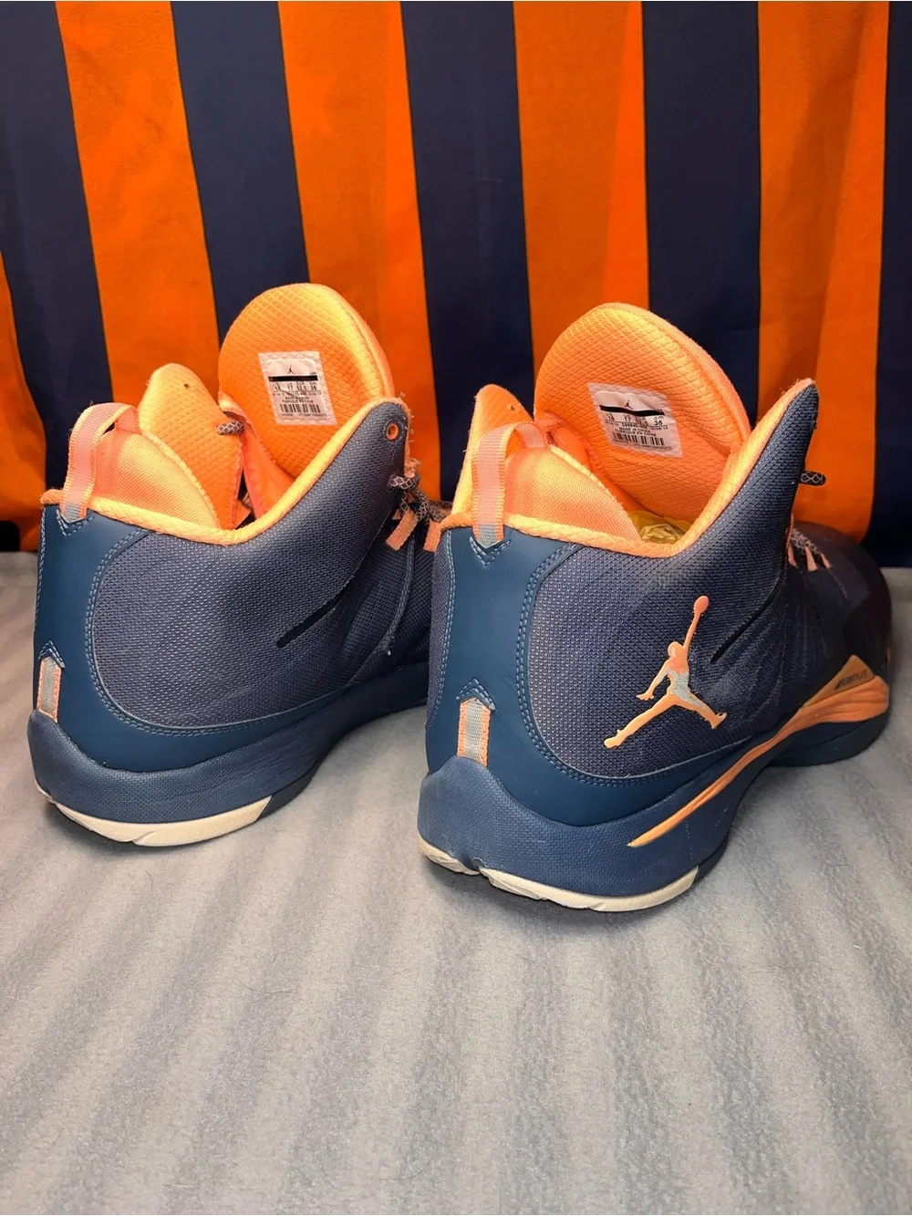 Nike Air Jordan Super Fly 2 599945-408 Dark Blue/orange Basketball Shoes Mens 18